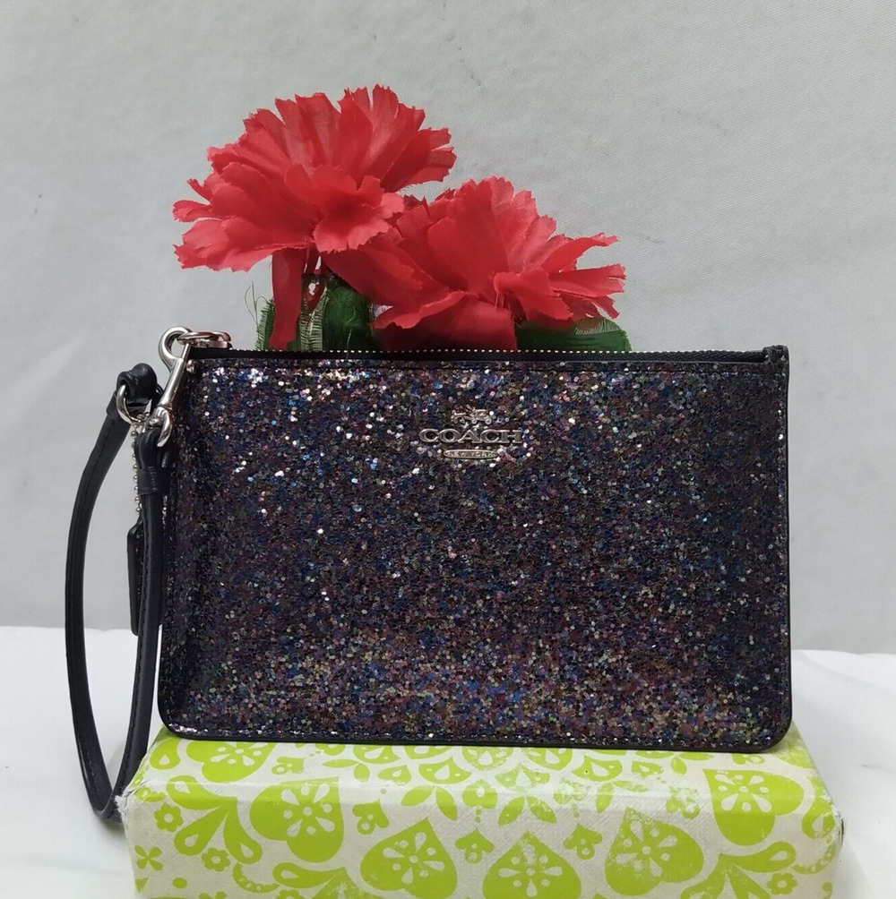 Coach Multicolor Glitter Zipper Closure Wristlet - Coin Wallet
